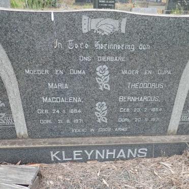 KLEYNHANS Theodorus Bernhardus 1894-1971 &amp; Maria Magdalena 1894-1971