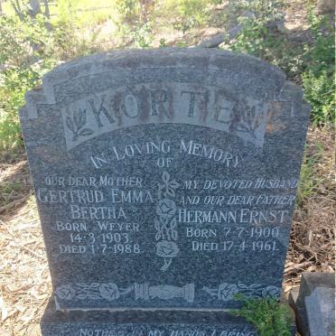 KORTE Hermann Ernest 1900-1961 &amp; Gertrud Emma Bertha WEYER 1903-1988