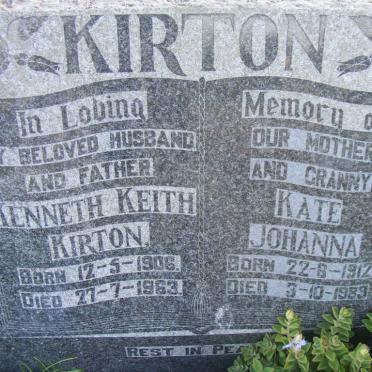 KIRTON Kenneth Keith 1906-1963 &amp; Kate Johanna 1912-1989