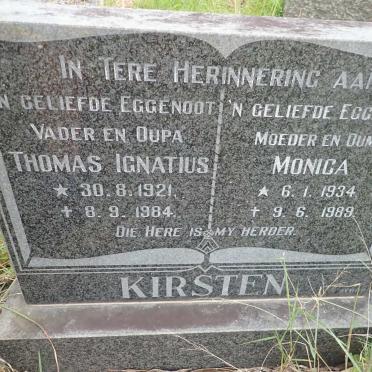 KIRSTEN Thomas Ignatius 1921-1984 &amp; Monica 1934-1989