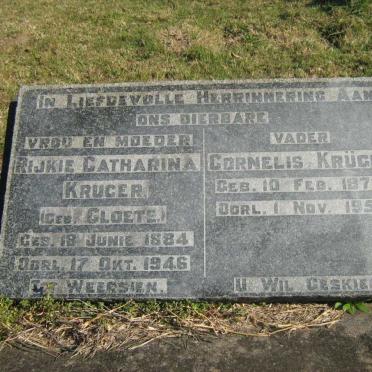 KRUGER Cornelis 1879-1957 &amp; Rijkie Catharina CLOETE 1884-1946