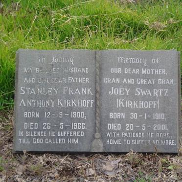 KIRKHOFF Stanley Frank Anthony 1900-1966 :: SWARTZ Joey formerly KIRKHOFF 1910-2001