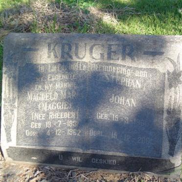 KRUGER Magdeld Maria nee RHEEDER 1931-1962 :: KRUGER Stephen Johan 1961-2001
