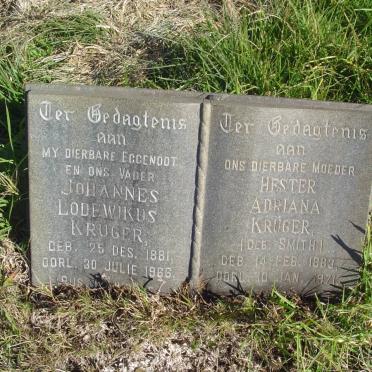 KRUGER Johannes Lodewikus 1881-1966 &amp; Hester Adriana SMITH 1883-1971