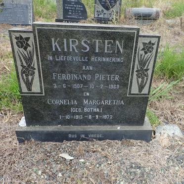 KIRSTEN Ferdinand Pieter 1907-1969 &amp; Cornelia Margaretha BOTHA 1913-1972