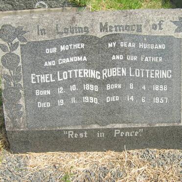 LOTTERING Ruben 1898-1957 &amp; Ethel 1898-1990