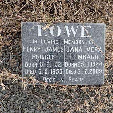 LOWE Henry James Pringle 1921-1953 &amp; Jana Vera LOMBARD 1924-2009