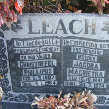 LEACH Christoffel Phillipus 1887-1964 &amp; Jacoba Magrietha 1891-1974