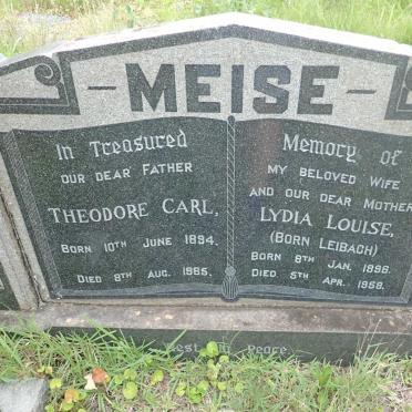 MEISE Theodore Carl 1894-1965 &amp; Lydia Louise LEIBACH 1896-1958