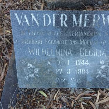 MERWE Wilhelmina Cecilia, van der 1944-1984