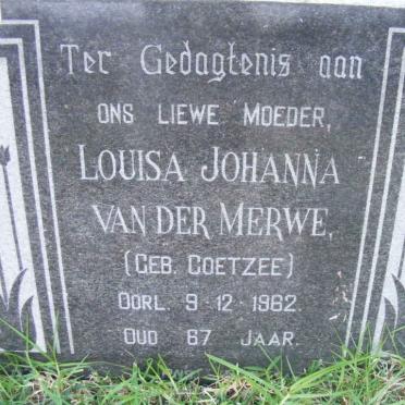 MERWE Louisa Johanna, van der nee COETZEE -1962