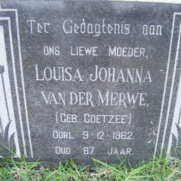 MERWE Louisa Johanna, van der nee COETZEE -1962