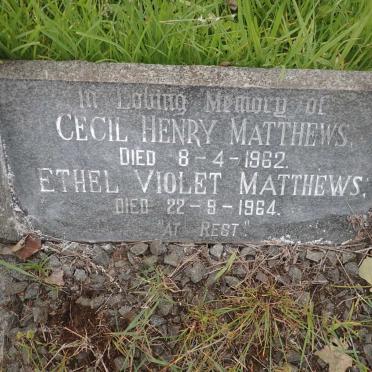 MATTHEWS Cecil Henry -1962 &amp; Ethel Violet -1964