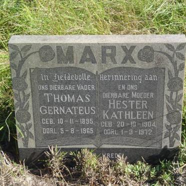 MARX Thomas Gernateus 1895-1965 &amp; Hester Kathleen 1904-1972