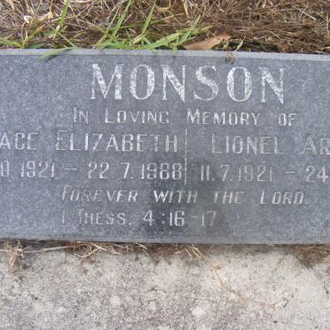 MONSON Lionel Arthur 1921-1993 &amp; Grace Elizabeth 1921-1988