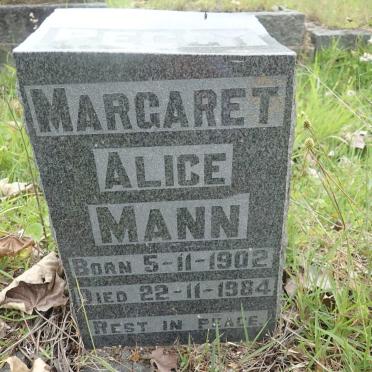 MANN Margaret Alice 1902-1984