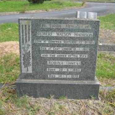 MATHISON Robert Watson 1877-1957 &amp; Robina INNES 1883-1970