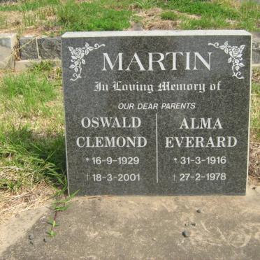 MARTIN Oswald Clemond 1929-2001 &amp; Alma Everard 1916-1978