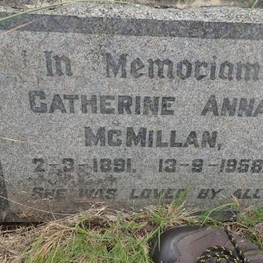 McMILLAN Catherine Anna 1891-1958