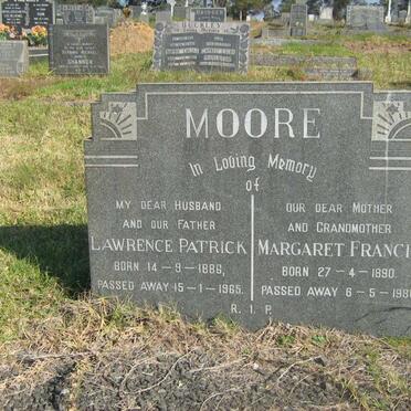 MOORE Lawrence Patrick 1886-1965 &amp; Margaret Francis 1890-1980