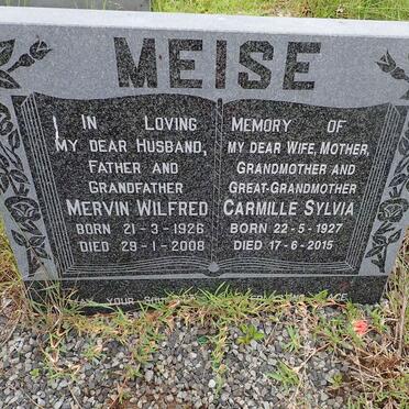 MEISE Mervin Wilfred 1926-2008 &amp; Carmille Sylvia 1927-2015