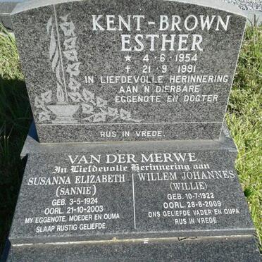 MERWE Willem Johannes, van der 1922-2009 &amp; Susanna Elizabeth 1924-2003