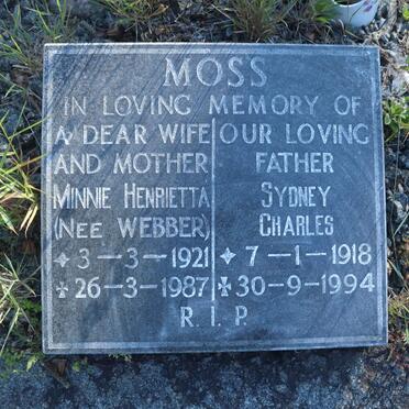 MOSS Sydney Charles 1918-1994 &amp; Minnie Henrietta WEBBER 1921-1987