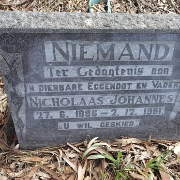NIEMAND Nicholaas Johannes 1886-1961