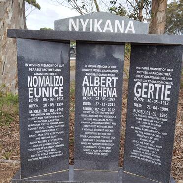 NYIKANA Albert Mashena 1927-2011 & Nomalizo Eunice 1935-1994 :: NYIKANA Gertie 1912-1999