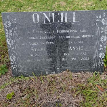 O'NEILL Steve 1918-1981 &amp; Ansie 1925-2005