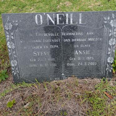 O'NEILL Steve 1918-1981 &amp; Ansie 1925-2005