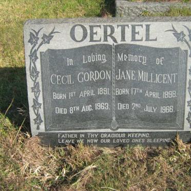 OERTEL Cecil Gordon 1891-1963 &amp; Jane Millicent 1898-1966