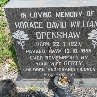 OPENSHAW Horace David William 1927-1956