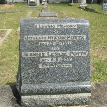 POTTS Joseph Nixon -1921 &amp; Jeannie Leslie -1938