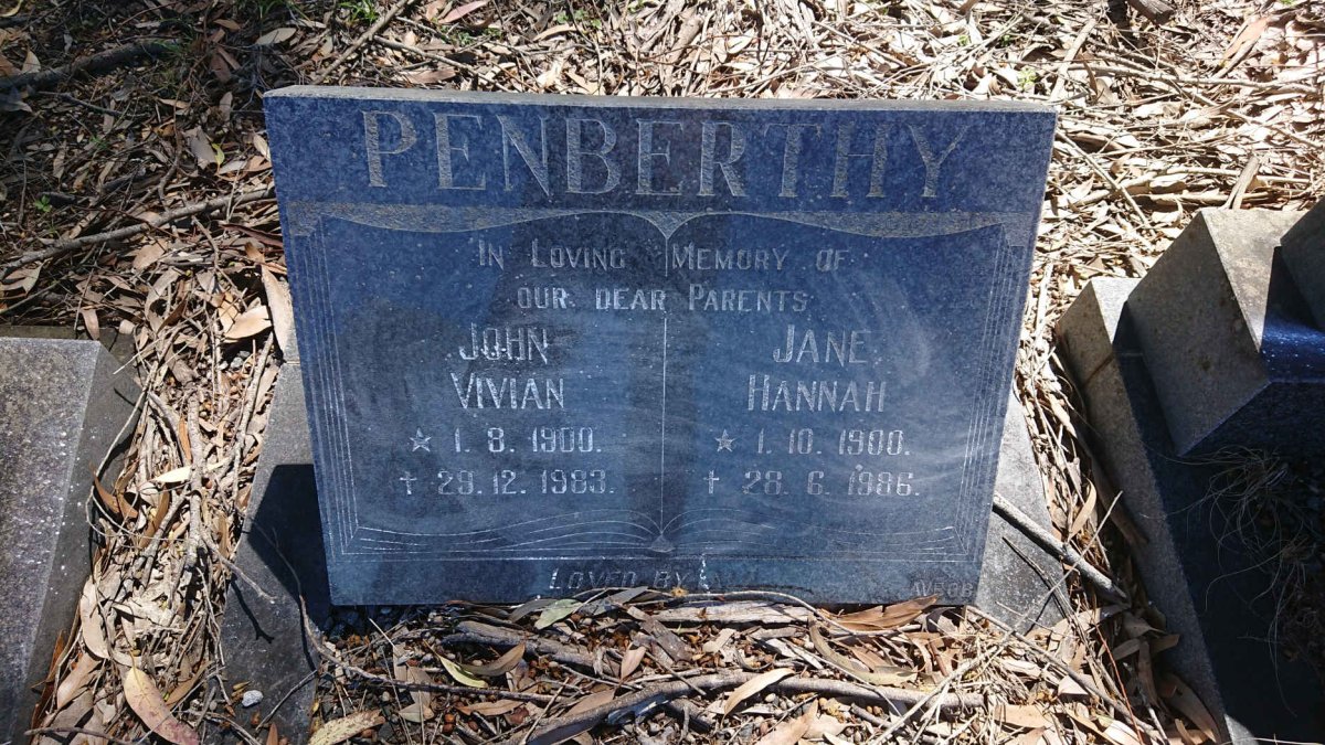 PENBERTHY John Vivian 1900-1983 &amp; Jane Hannah 1900-1986