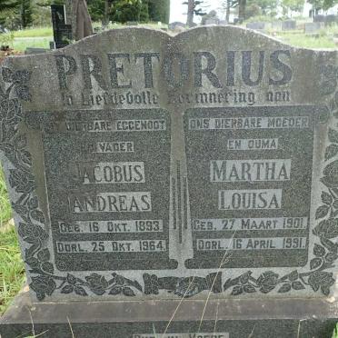 PRETORIUS Jacobus Andreas 1893-1964 &amp; Martha Louisa 1901-1991