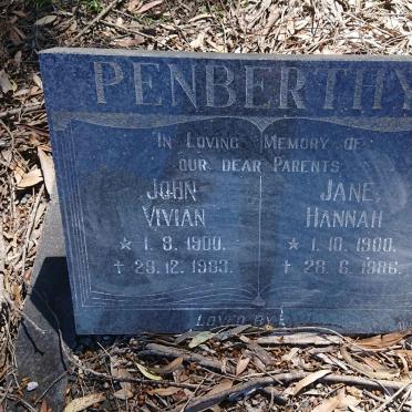 PENBERTHY John Vivian 1900-1983 &amp; Jane Hannah 1900-1986