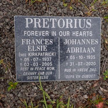 PRETORIUS Johannes Adriaan 1935-2020 &amp; Frances Elsie KIRKPATRICK 1937-2005