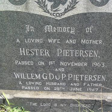 PIETERSEN Willem G. du P. -1967 &amp; Hester -1963