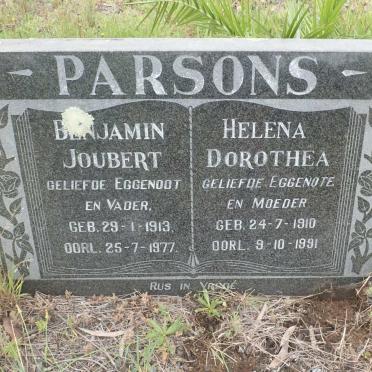 PARSONS Benjamin Joubert 1913-1977 &amp; Helena Dorothea 1910-1991