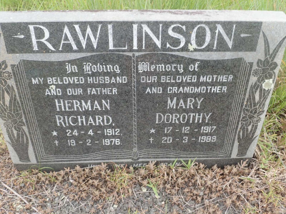 RAWLINSON Herman Richard 1912-1976 &amp; Mary Dorothy 1917-1989