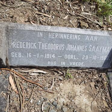 SAAYMAN Frederick Theodorus Johannes 1914-1960