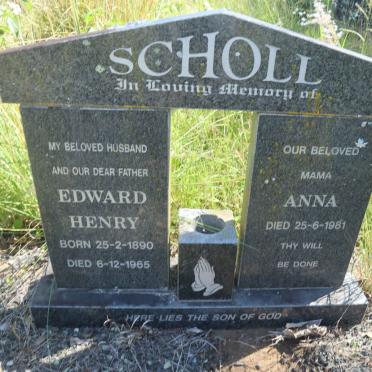 SCHOLL Edward Henry 1890-1965 &amp; Anna -1981