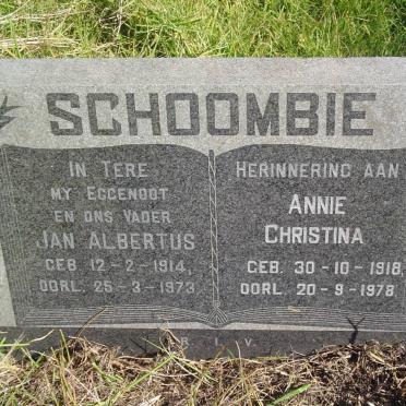 SCHOOMBIE Jan Albertus 1914-1973 &amp; Annie Christina 1918-1978