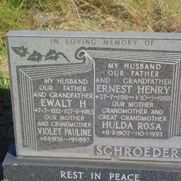SCHROEDER Ewalt H. 1932-1983 &amp; Violet Pauline 1936-1997