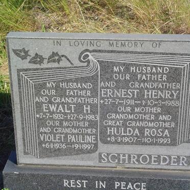 SCHROEDER Ewalt H. 1932-1983 &amp; Violet Pauline 1936-1997