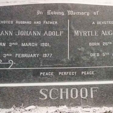 SCHOOF Hermann Johann Adolf 1901-1977 &amp; Myrtle Auguste Emelie 1904-1980