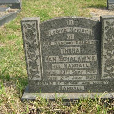 SCHALKWYK Thora, van nee RANDALL 1929-1957