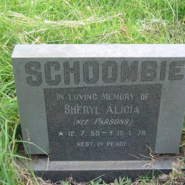 SCHOOMBIE Sheryl Alicia nee PARSONS 1953-1978