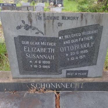 SCHONKNECHT Otto Rudolf 1895-1971 &amp; Elizabeth Susannah 1898-1985